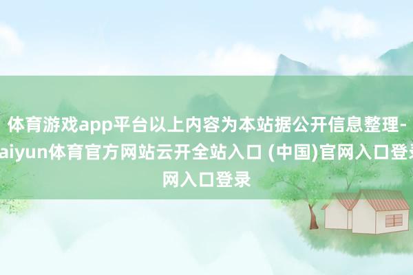 体育游戏app平台以上内容为本站据公开信息整理-kaiyun体育官方网站云开全站入口 (中国)官网入口登录
